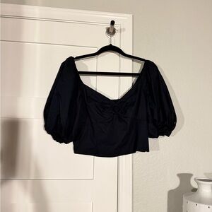 Abercrombie Black Puff Sleeve Top